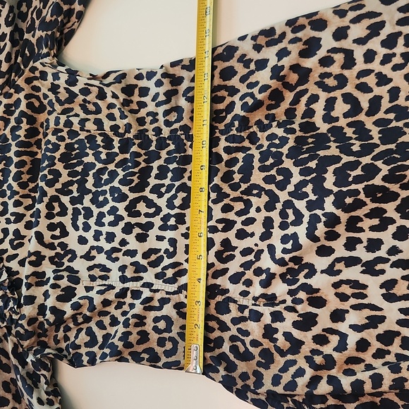 Ganni Leopard Print Puff Sleeve Collar Dress Size 4 - Picture 12 of 12